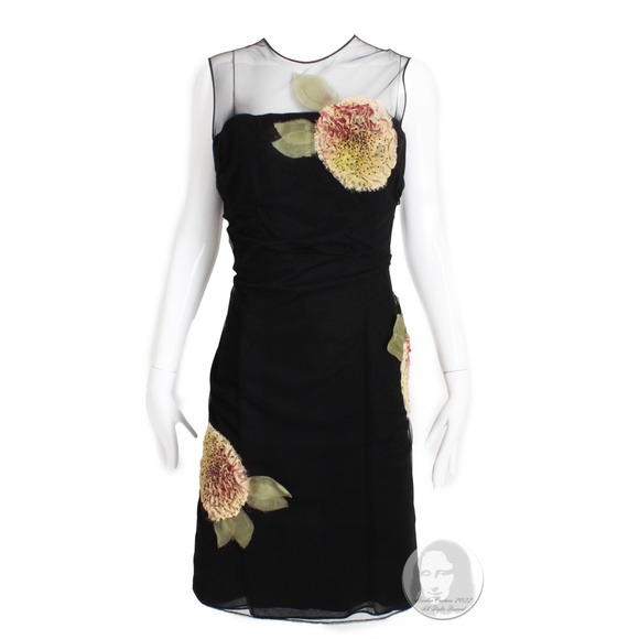 bill blass Dresses & Skirts - Bill Blass Cocktail Dress with Bold Florals LBD Little Black Dress Vintage Sz 10